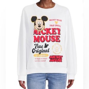 Disney Mickey Mouse True Original Crewneck Pullover Graphic Sweatshirt NWOT